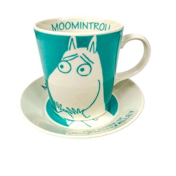 Yamaka Japan Moomintroll Teacup Saucer set Porcelain Blue Story of Moominvalley - Picture 1 of 8